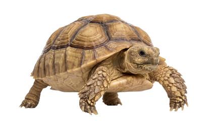 Obraz premium A large tortoise walking on transparent background with its shell and legs visible