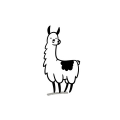 Obraz premium llama. llama simple black and white line art vector logo