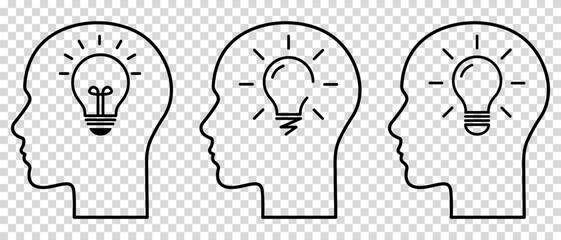 Smart human head line icons