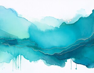 aquamarine watercolor strip multilayered