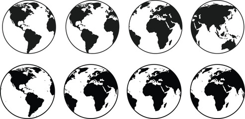  World map set icon vector art illustration file
