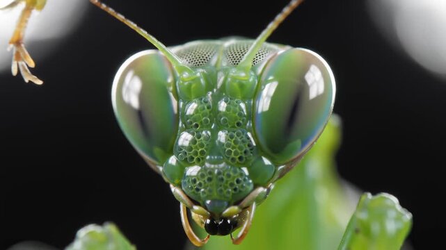Praying Mantis Looking Directly at Camera, Macro Close Up