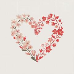 Watercolor drawing of a heart made of flowers