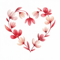 Watercolor drawing of a heart made of flowers