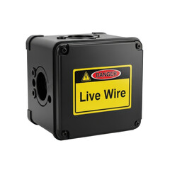 Fototapeta premium Black Live Wire Electrical Box