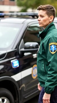 Emergency Medic in Action: Professional RRV Medic Responding to Call for Help