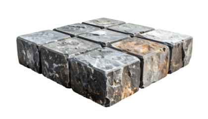 Granite cobblestone paving blocks arranging isometric material