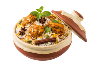 terracotta clay pot dessert with fried fritters and mint garnish