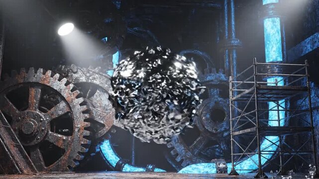 Industrial Machinery: A complex arrangement of industrial machinery, bathed in a dramatic spotlight, hinting at the mechanical heart of an industrial process.