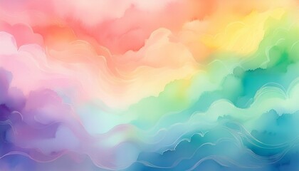 colorful pastel watercolor background with a gradient of soft rainbow hues