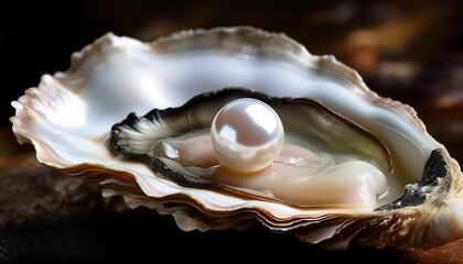 close up of a pearl in an oyster