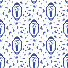 Seamless pattern with mexican food icons for spicy sauce packaging design