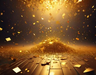 golden falling confetti