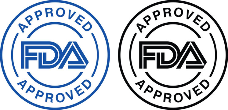 Blue and Black FDA Approved Vector Stamp Seals Isolated