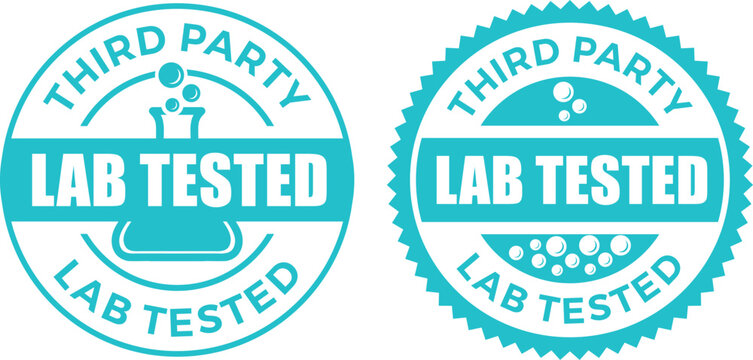 Two Teal 'Third Party Lab Tested' Vector Badges Isolated on White
