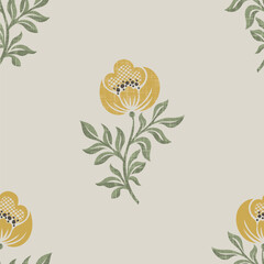 Cute floral seamless pattern. Flower vector illustration background. Print in rustic vintage style, textile or wallpapers.