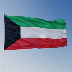 Obraz premium Kuwait Flag Waving in Daylight
