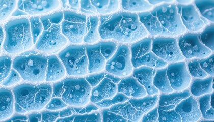 Macro View of Intricate Blue Patterns in Organic Structure with Textured Cells and Natural Forms