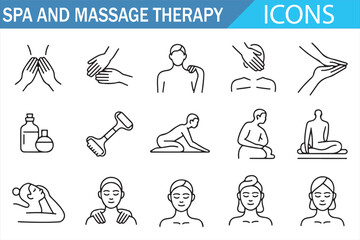 Relaxation and Therapy Linear Icon Pack for Spa, Physiotherapy and Wellness Branding