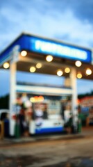 Fototapeta premium Abstract blurred background of petrol station for transportation and industry themes.