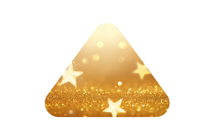 golden glitter triangle isolated on white background