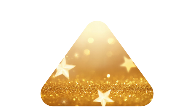 golden glitter triangle isolated on white background - Powered by Adobe