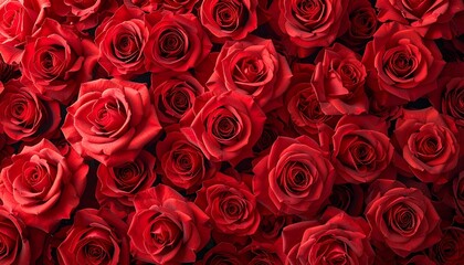 Naklejka premium Valentines day red rose pattern full frame floral background