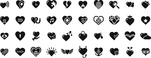 Obraz premium Set of 40 heart icons vector