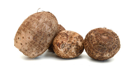 Closeup of taro on white background