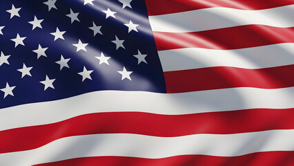 Fototapeta premium Colorful american flag with stars and stripes waving in the wind with a vibrant display of red white and blue colors