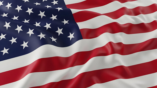 American flag waving with folds and creases in the fabric