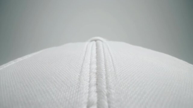 Close Up White Baseball Cap Detail Against a Gradient Background