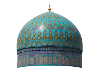 turquoise islamic dome with intricate tilework and gold accents