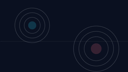 Two target-like circular shapes teal and maroon appear on a dark gridless background with subtle ripple-like concentric outlines.