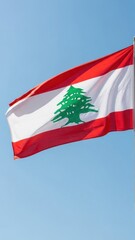Naklejka premium Lebanon Flag Waving in Daylight