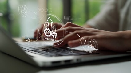 Productivity improvement in digital business, showing productivity tools, productivity tracking,...