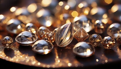 close up of sparkling beads with faceted design creating an elegant and luxurious appearance the reflection of light brings a radiant sparkle to the beads