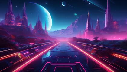 cyberpunk landscape at night