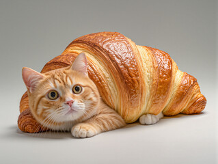 cat croissant on a white background