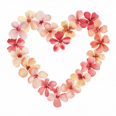 Watercolor drawing of a heart made of flowers