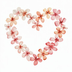 Watercolor drawing of a heart made of flowers