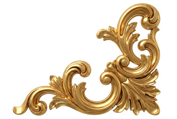 Elegant golden baroque ornament, transparent background
