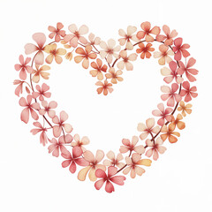 Watercolor drawing of a heart made of flowers