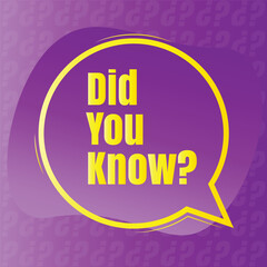 Did you know fun fact question icon illustration design, Have you heard yet sign illustration template, Do you know explanation and education sign