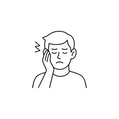 Man Suffering from toothache, Dental disease icon logo flat vector design