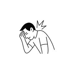 Heavily disappointed, Stressed man icon logo flat vector design