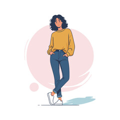 Casual Woman Standing in Relaxed Pose icon logo flat vector design