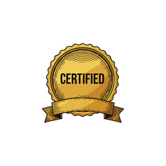 Certified badge icon logo flat vector design