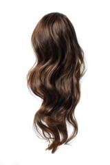 Fototapeta premium Luxurious brown wavy hair wig on white background