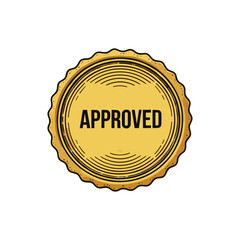 Approved badge emblem icon logo flat vector design